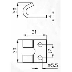Flat Claw Hook for Lightweight Adjustable Closure (Set of 5)