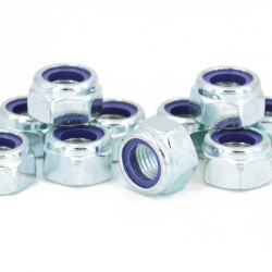 Lot de 10 - Écrou frein hexagonal autobloquant M16 avec nylon DIN 985 classe 8 zingué