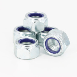 Lot de 5 - Écrou frein hexagonal autobloquant M20 avec nylon DIN 985 classe 8 zingué