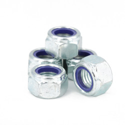 Lot de 5 - Écrou frein hexagonal autobloquant M18 avec nylon DIN 985 classe 8 zingué