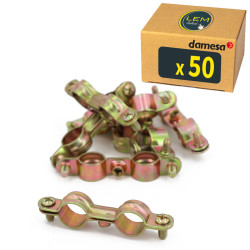 Lot de 50 - Collier de serrage Double pour tube Ø15 - fixation Atlas plomberie