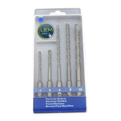 Coffret de 5 forets à béton SDS Jeu de mèches torsadé pointes au carbure de tungstène 5mm à 10mm