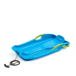 Blue plastic snow sled with...