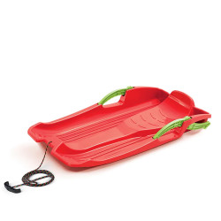 Red plastic snow sled with...