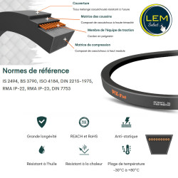 COURROIE TRAPÉZOIDALE LISSE...